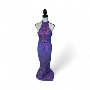 Elegant Purple Sequin Prom Dress